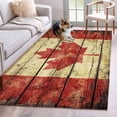 thumbnail image 1 of Red Maple Leaf Washable Area Rug 4 x 6 ft Vintage Wood Grain Striped Canadian Flag, Soft Non Slip Rugs Stain Repellent Indoor Felt Carpet for Living Dining Room Bedroom Home Office, 1 of 9