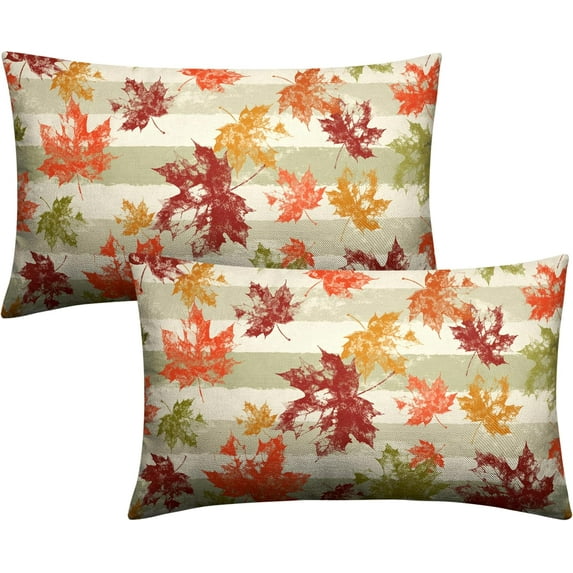 Red Maple Leaves Lumbar Throw Pillow Covers Fall Pillow Covers 12x20 Set of 2 Rectangular Outdoor Pillow Covers Colorful Autumn Waist Pillowcase for Patio Home Decor Couch