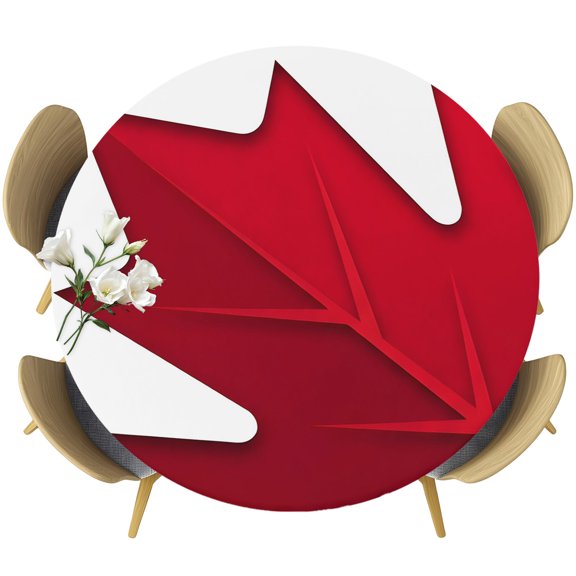 Red Maple Leaves Round Tablecloth 36-44 Inch Round Fitted Table Cloth with Elastic Edge, Farmhouse Botanical Modern Art Waterproof Table Cover Protector for Outdoor Picnic Party Dining