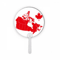 Red Maple Symbol Canada Country Map Plastic Round Handheld Fan