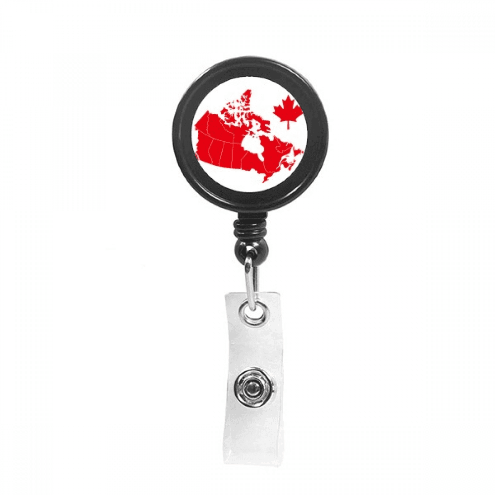 Red Maple  Symbol Canada Country Map Retractable Keychain Badge Holder ID Badge