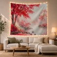 thumbnail image 1 of Red Maple Tree on Calm Water in Misty Forest, Serene Watercolor for Nature Lovers, Autumn Landscape Art Decor, Anniversary Gift, Tapestry Wall Hanging for Bedroom and Living Room, 1 of 7
