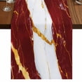 thumbnail image 1 of Red Marble 70 Inch Table Runner, Luxury Gold White Abstract Cracks Artwork Farmhouse Dresser Scarf Cotton & Linen Tablerunner for Dining/Kitchen Island/Holiday Party Décor 13" x 70", 1 of 9