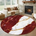 thumbnail image 1 of Red Marble 7FT Round Area Rugs for Living Room Gold Foil Modern Abstract Minimalist Art Ultra-Thin Non-Slip Round Rugs Machine Washable Low Pile Circle Carpet for Bedroom Kitchen Nursery, 1 of 9