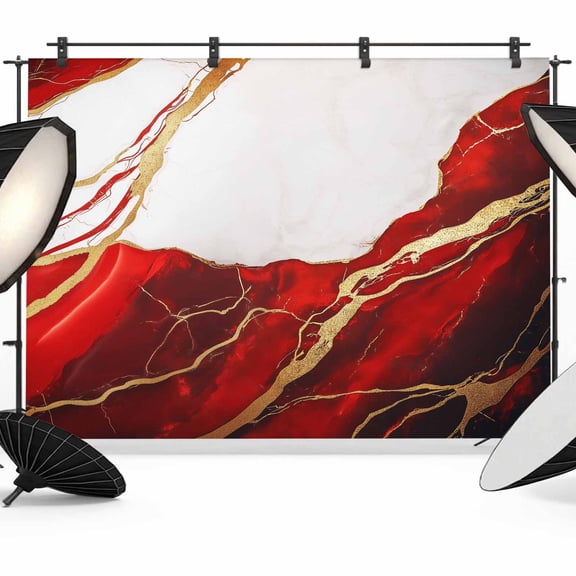 Red Marble Backdrop for Photography, Fabric Photo Background Backdrop, Modern Ink Painting Art Abstract Photo Booth Background for Portrait Photoshoot Video Wedding Studio Decoration Banner 7x5ft