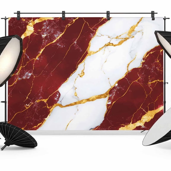 Red Marble Backdrop for Photography, Gold Foil Modern Abstract Minimalist Art Photo Backdrop Portrait Background Party Banner Photo Backgrounds for Studio Booth Props, 7x5ft