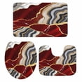 thumbnail image 1 of Red Marble Bath Mat 3 Piece Bathroom Rug Set, Grey Gold Texture Vintage Farmhouse Art Non Slip Bath Rug Contour Mat and Toilet Lid Cover, Absorbent Shower Mats Soft Bath Rugs and Mats Sets, 1 of 8