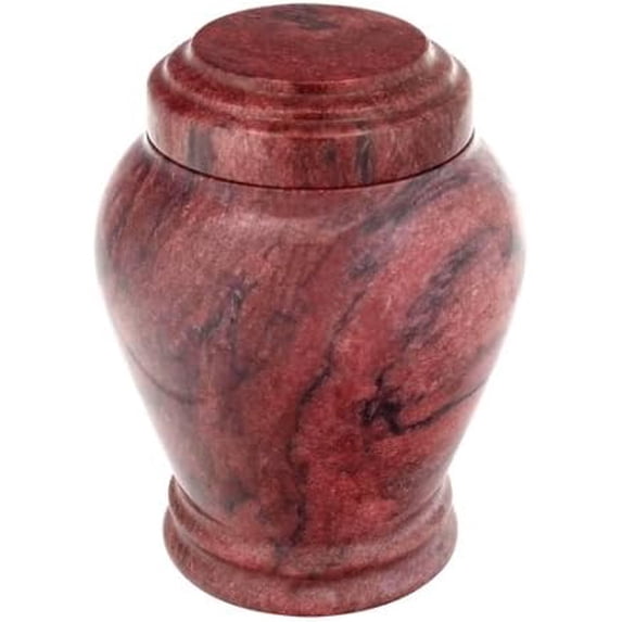 Purple Marble Cremation Urn By Silverlight Urns - Adult Size, 10.5 Inches Tall, Natural Stone