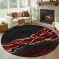 thumbnail image 1 of Red Marble Large Round Rug 8 FT, Non Slip Living Room Area Carpet, Gold Abstract Vintage Modern Ombre Art Washable Soft Circle Rug Non-Shedding Floor Carpet for Bedroom Office Dining Room, 1 of 9