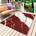 thumbnail image 1 of Red Marble Outdoor Rug for Patio/Deck/Porch, Non-Slip Large Area Rug 6 x 9 Ft, Luxury Gold White Abstract Cracks Artwork Indoor Outdoor Rugs Washable Area Rugs, Reversible Camping Rug Carpet Runner, 1 of 8