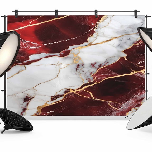 Red Marble Photography Backdrop 7x5FT, Gold Line Modern Photo Backdrops, Background for Photography Studio Photo Studio Background, Back Drop for Photoshoot