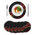 thumbnail image 1 of Red Marble Round 13 Inch Placemats Set of 6, Gold Abstract Vintage Modern Ombre Art HeatResistant Non Slip Place Mats for Dining Table, Wipeable Braided Kitchen Table Mats for Housewarming, 1 of 9