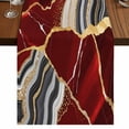 thumbnail image 1 of Red Marble Short Table Runner 48 Inches Long,Grey Gold Texture Vintage Farmhouse Art Cotton Linen Table Runners Dresser Scarves,Fabric Tabletop Scarf Furniture Cover for Home Dinner Party 13"x48", 1 of 9