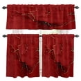 thumbnail image 1 of Red Marble Texture Kitchen Curtains Sets for Windows 24 Inch Length, Vintage Minimalism Abstract Ombre Art Rod Pocket Window Treatments Tier Curtains and Valances Set for Bedroom/Bathroom, 1 of 8