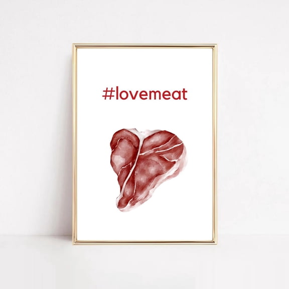 Red Meat Art Print: Modern Kitchen Decor Unframed Paper Print
