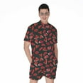 thumbnail image 1 of Red Meat Pattern Short Sleeve Men'S Rompers, Food Lover Casual Summer Jumpsuits Outfit, 1 of 4