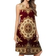 thumbnail image 1 of Red Medallion Bird Pattern Dress Loose Women'S Dress Beach Dresses With Pockets Dresses For Womens, 1 of 4