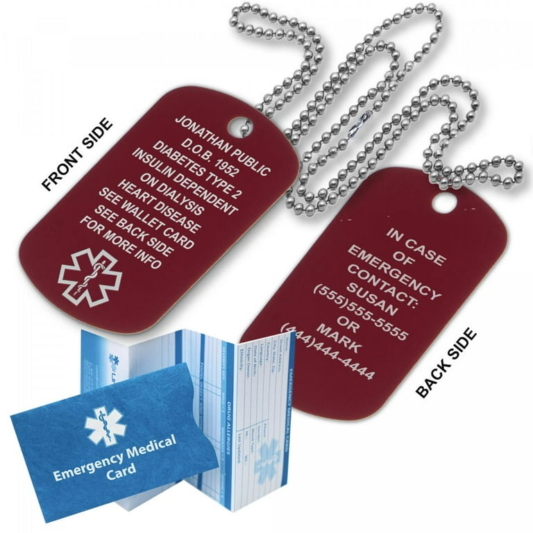Red medical dog tags on sale