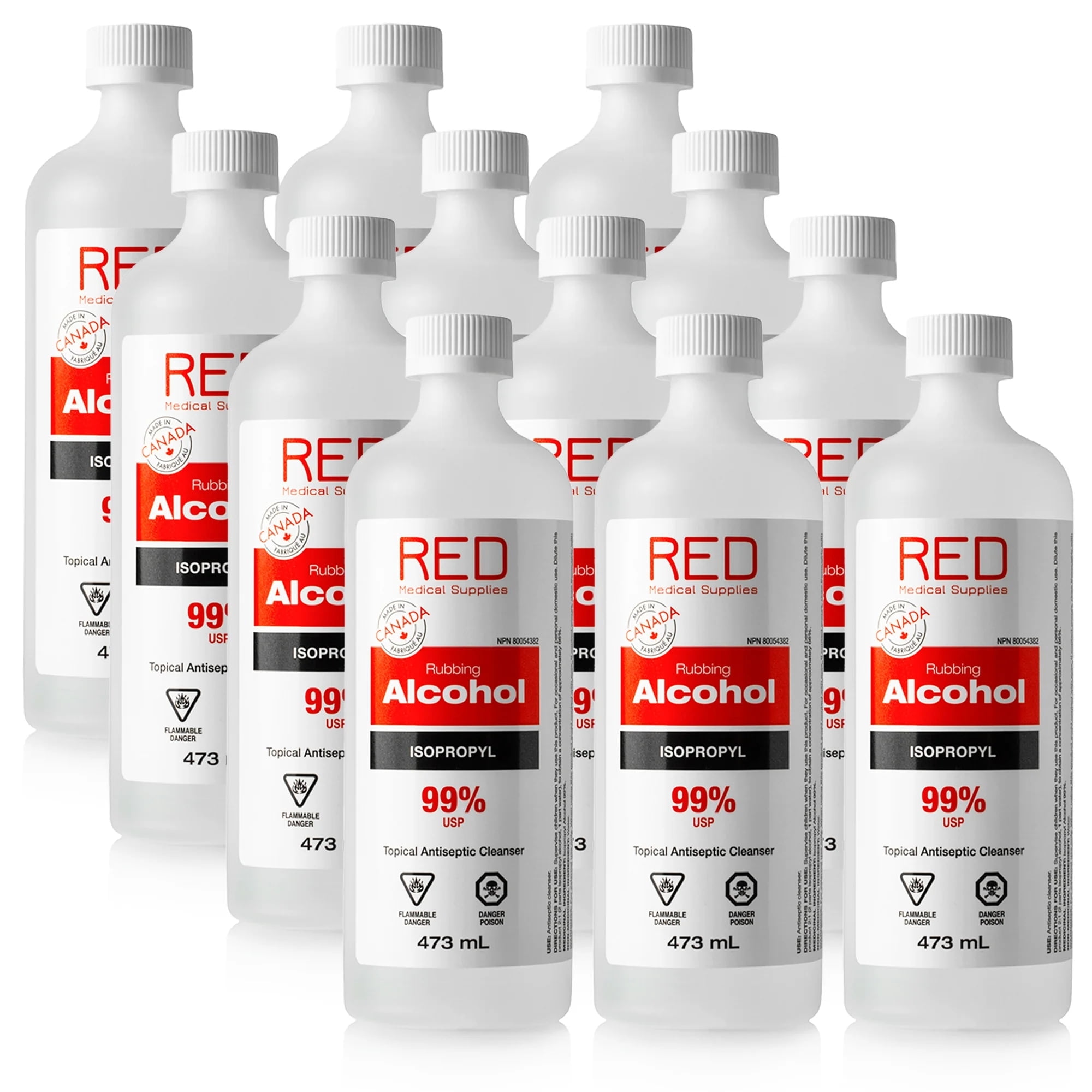 Red Medical Supplies Rubbing Alcohol Isopropyl 99%. Topical Antiseptic Cleanser liquid