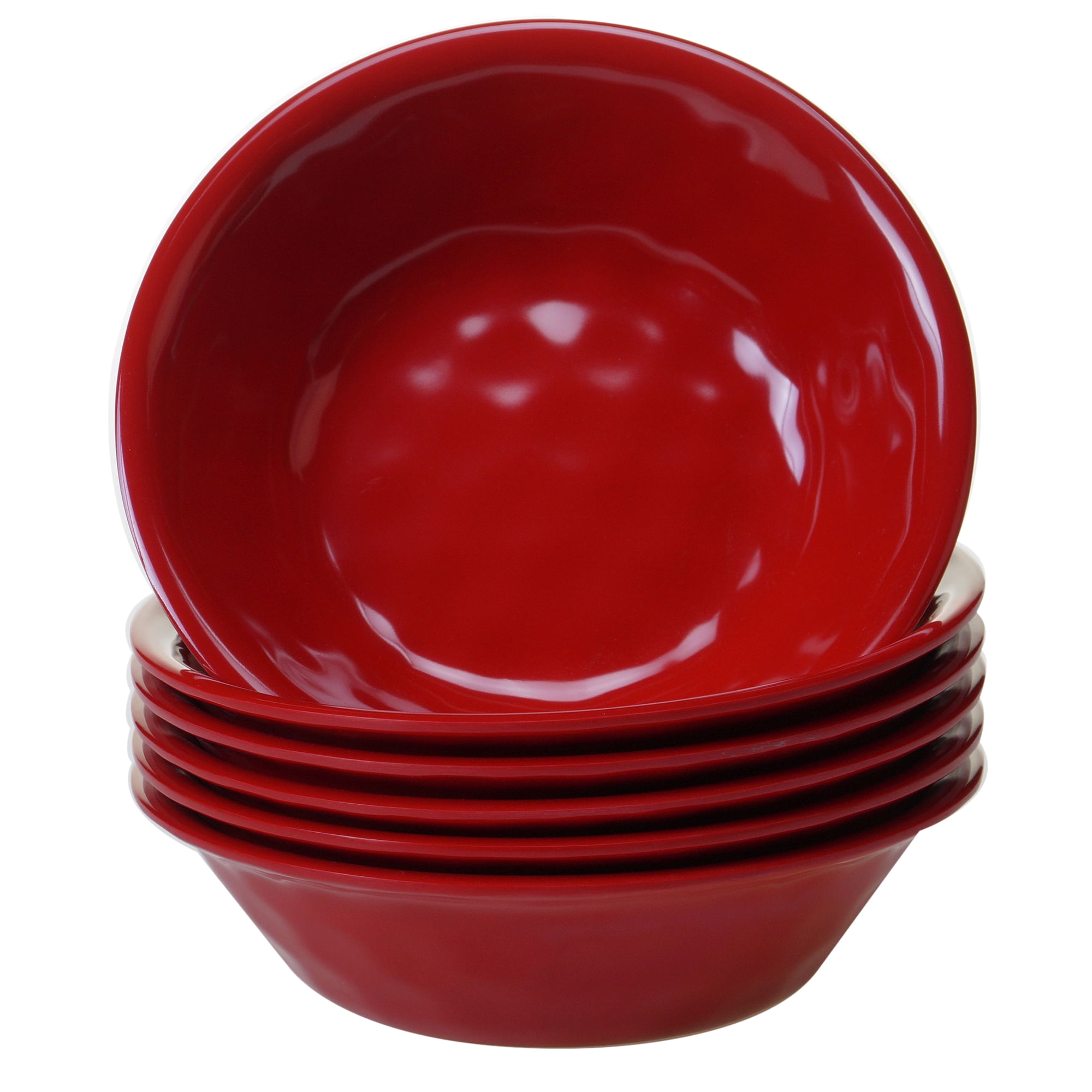Vibrant Red Melamine 6-Piece All-Purpose Bowl Set