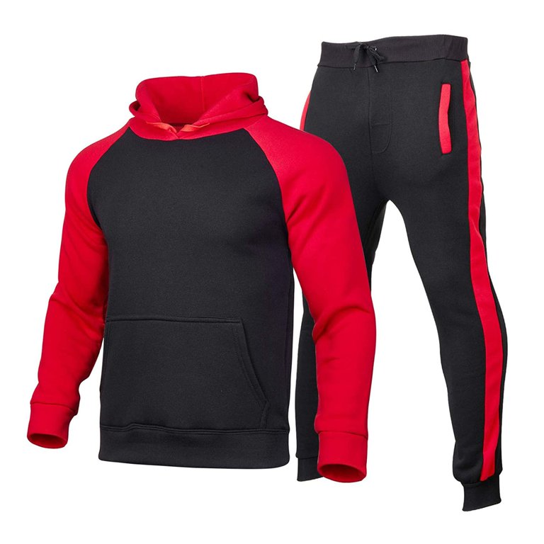 Red Men's Winter Sport Wear Tracksuit Clothes Outfits Set