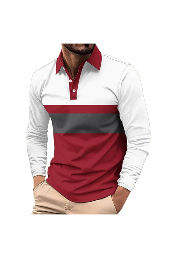 Red Mens Lounge Button Down Tops Long Sleeve Blouses for Mens Turtleneck Print Fish Net Summer Fall Shirts 2026 Clothes Country Concert Y2K L