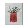 thumbnail image 1 of Red Merry Christmas Country Jar Winter Holly Pine Botanical & Floral Graphic Art Gallery-Wrapped Canvas Print Wall Art, 1 of 5