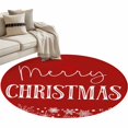 thumbnail image 1 of Red Merry Christmas Round Area Rug 4 FT, Non Slip Indoor Outdoor Rug, Xmas Winter Snowflake Red White Washable Soft Circular Carpet Non-Shedding Floor Mat for Coffee Table Nursery Foyer Balcony, 1 of 9