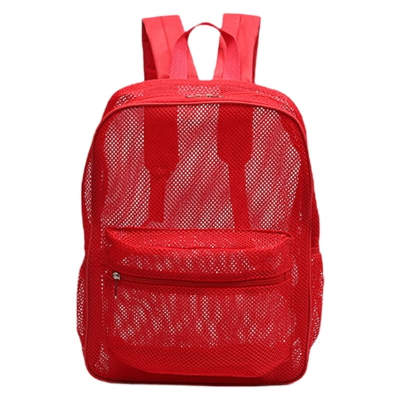 Red Mesh Backpack, 17X11.8X5.51 inch Breathable Mesh Daypack, Lightweight Travel Storage Backpack, Mesh Bookbag with Zipper, Outdoor Casual Mesh Rucksack, Multi Pocket Commute Backpack