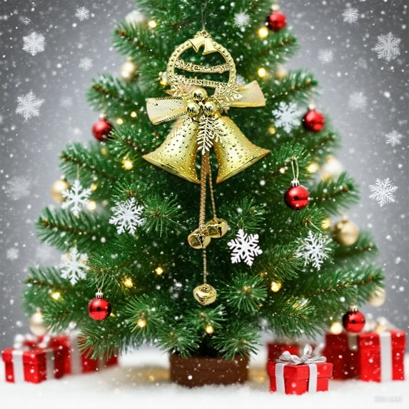 Red Metal Christmas Bells - 9.4" Jingle Decor for Trees/Wreaths, Vintage Caroling Ornaments with Snowflake Designs (50g)