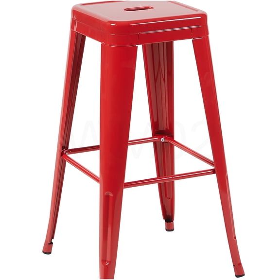 Red Metal Counter Height Bar Stools Set of 2, Backless Kitchen Island Stools with Tool-Free Assembly, Space Saving Design for Home Bar, Cafe, Dining Room