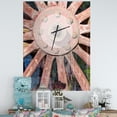 thumbnail image 1 of Red Metal Country Wagon Wheel' Oversized Farmhouse Metal Clock 30 in. wide x 40 in. high, 1 of 4
