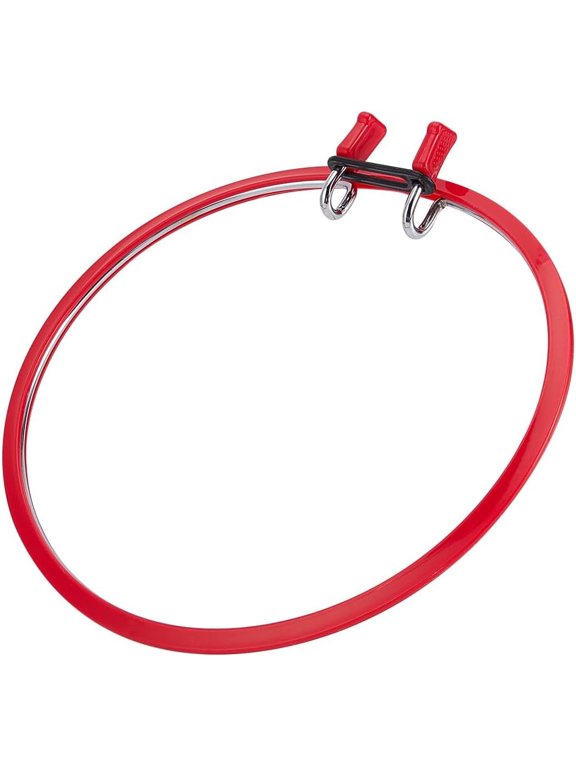 Red Metal Embroidery Hoop with Plastic Hoop Ring Large Metal Spring Tension Embroidery Hoop Cross Stitch Hoop Metal Embroidery Frame for Embroidery and Cross Stitch - 8.7x8.7x0.9 Inch