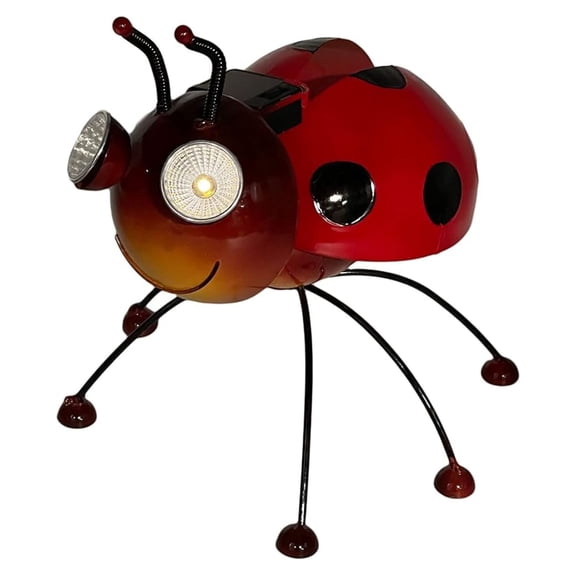 Red Metal Garden Statue w/Solar Yard, Patio, Lawn and Garden Decor and Ornament, Outdoor and Indoor Statue