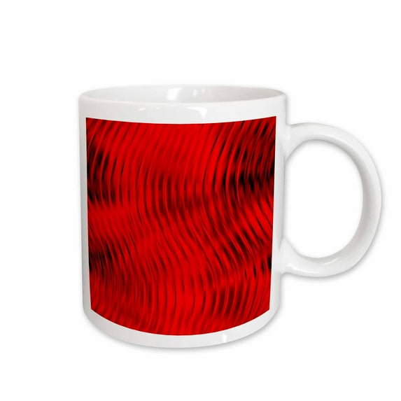 3drose, Red Metal Look with Stamped Waves - One Dimensional, 11oz Mug