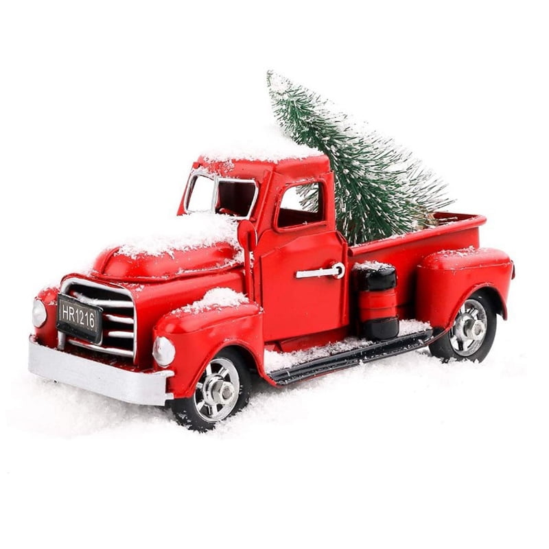 Red Metal Truck Christmas Party Decoration Table Top Decor for Home ...