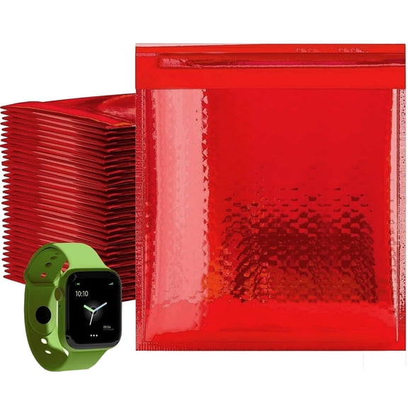 Metallic Bubble Mailers Red 25 pack 7.25 x 7 in Padded Envelopes for Shipping and Packaging