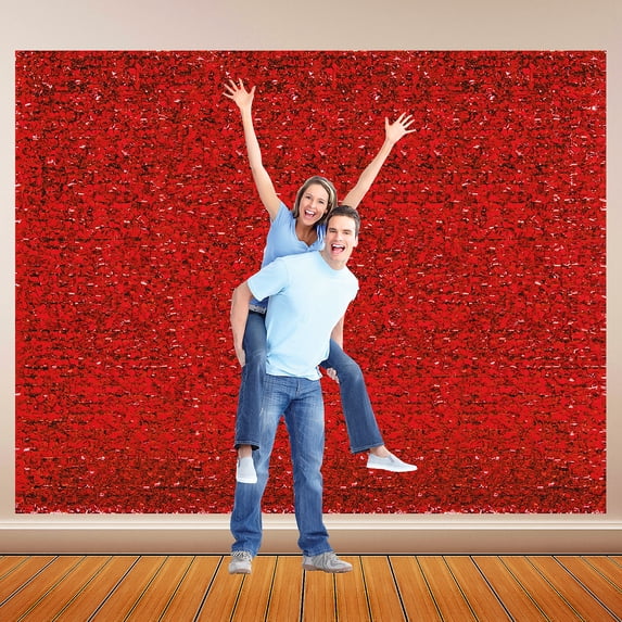 Red Metallic Floral Sheeting
