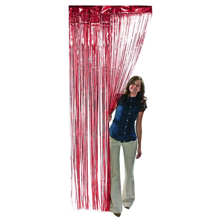 Red - Metallic Fringe Curtain