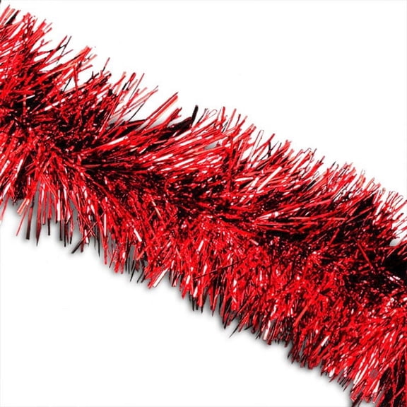 Red Metallic Tinsel Wired Cord - 4" x 50 Feet, Sparkling Christmas Ribbon, Wreath, Gift Wrap, Garland, Valentine's Day, 4th of July, Swag, Decoration, Birthday