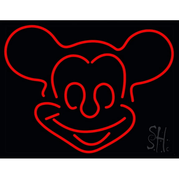 Red Mickey LED Neon Sign 24 x 31 - inches, Black Square Cut Acrylic Backing, with Dimmer - Bright and Premium built indoor LED Neon Sign for caf, club, party, event and stroefront.