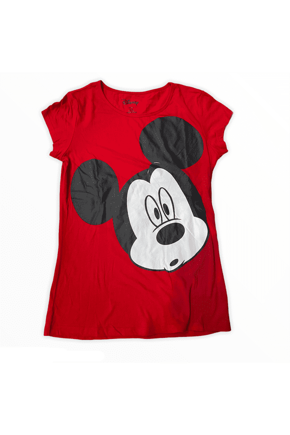 Red Mickey Mouse Big Surprised Face Women's Top