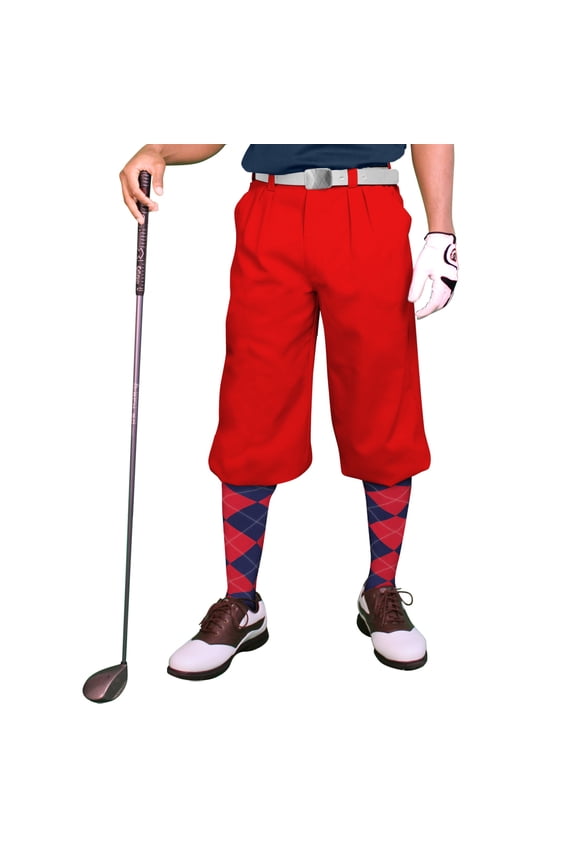 Red Microfiber Golf Knickers ( Plus Fours) for Men - 34"