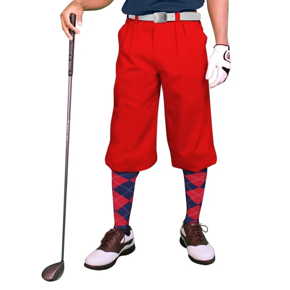 Red Microfiber Golf Knickers ( Plus Fours) for Men - 36"