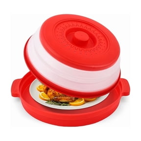 Red Microwave Splatter Cover & Bottom Pad,2026 New Microwave Splatter Cover & Bottom Mat - 10.5 Inch Foldable Ventilated Cover, Heat-resistant Thickened Design, Made of Durable Plastic and Silicone M