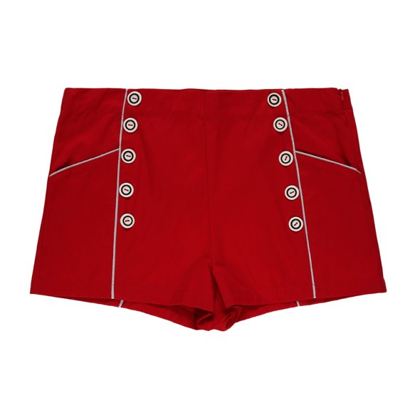 Red Mid Waist Summer Casual Shorts