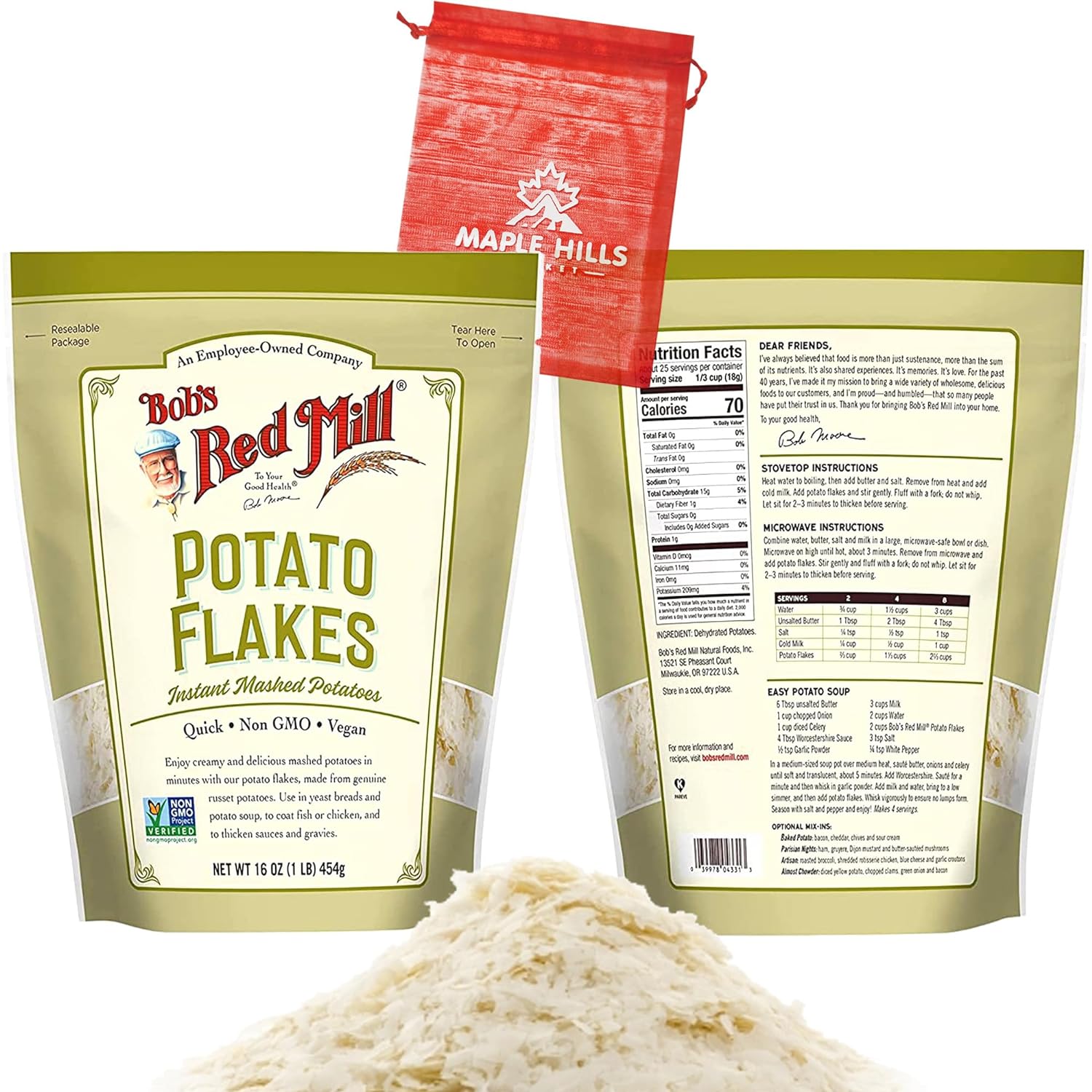 Red Mill 16 oz Mashed Potato Bundle Pack 1 16 oz Resealable Bag of Potato Flakes With Bag
