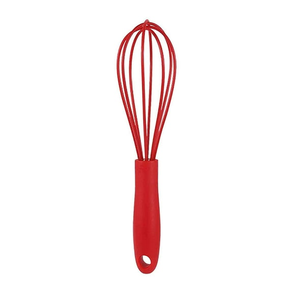 Red Mini Eggs Beater Hand Pushed Rotating Stirring Rod 6 Inch Baking Tool Kitchen Whisk For Mixing Batters Desserts Breakfast Easy Grip Stainless Steel Silicone Compact 0.04 Lb