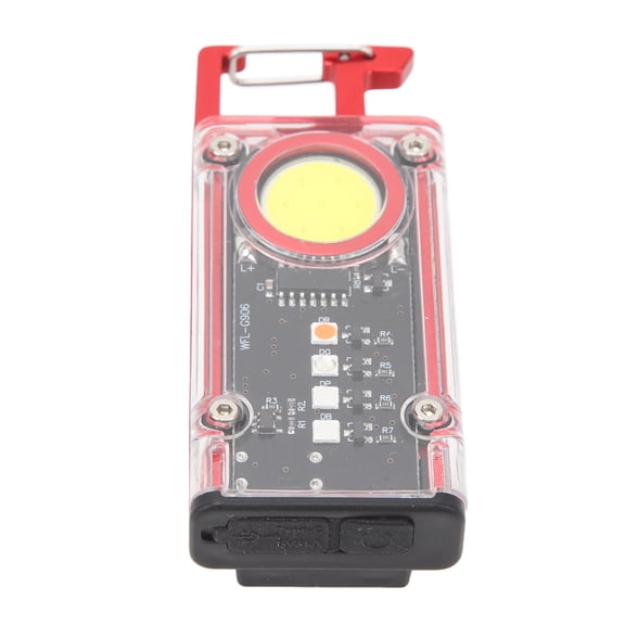 Red Mini LED Flashlight 1200 Lumens / 3.9 inches / 10 cm Portable Pocket Rechargeable COB Work Light Keyring Torch