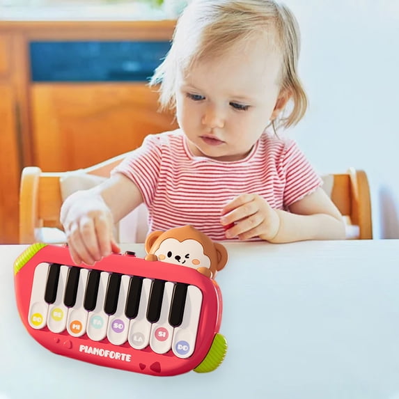 Red Mini Musical Piano Keyboard for Kids,Light Up Interactive Educational Toy,Multi Instrument Sound Learning Play Toy,Safe Portable Handheld Toddler Toy,Art Ability Training Lovely Gift